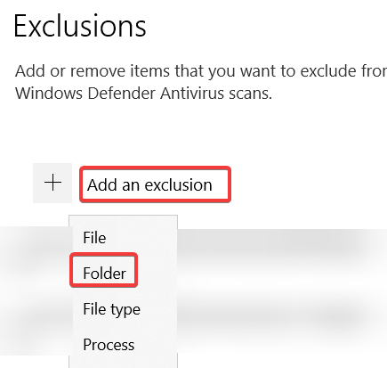Add Exclusion